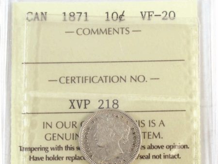 1871 Canada 10-cents ICCS Certified VF-20 Discount