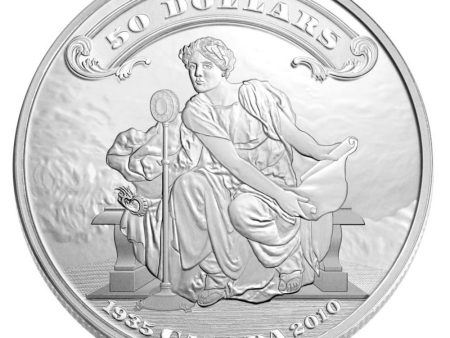 2010 Canada $50 75th Ann. of the First Bank Notes 5oz Silver (No Tax) For Sale