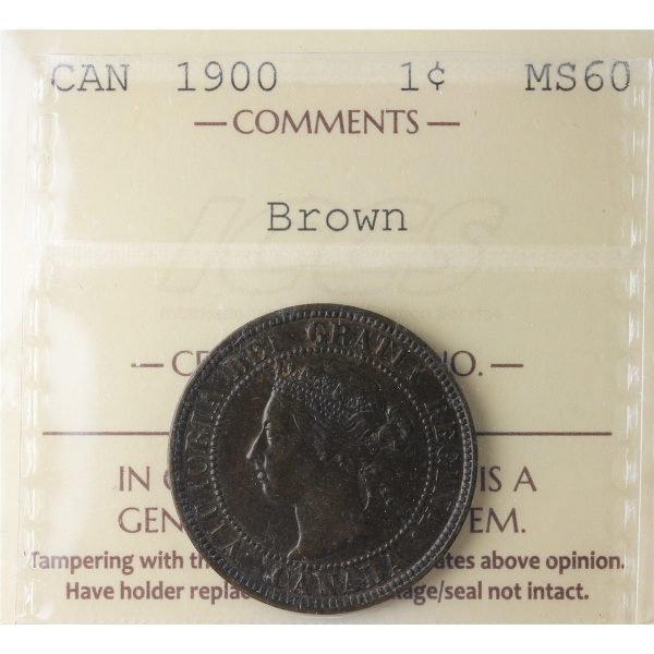 1900 Canada 1-cent ICCS Certified MS-60 Brown (XDQ 911) For Discount