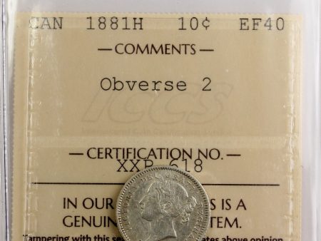 1881H Obv. 2 Canada 10-cents ICCS Certified EF-40 on Sale