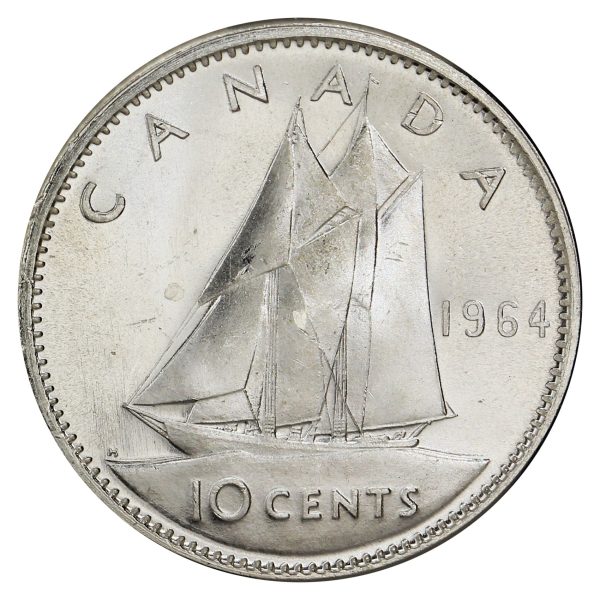 1964 Canada 10-cents Brilliant Uncirculated (MS-63) Fashion