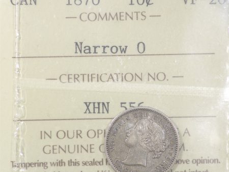 1870 Narrow 0 Canada 10-cents ICCS Certified VF-20 on Sale