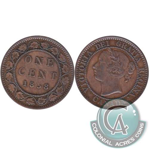 1858 Canada 1-cent VF-EF (VF-30) $ For Discount