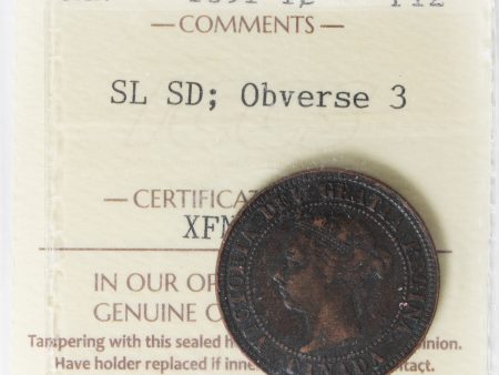 1891 SLSD, Obv. 3 Canada 1-cent ICCS Certified F-12 Hot on Sale