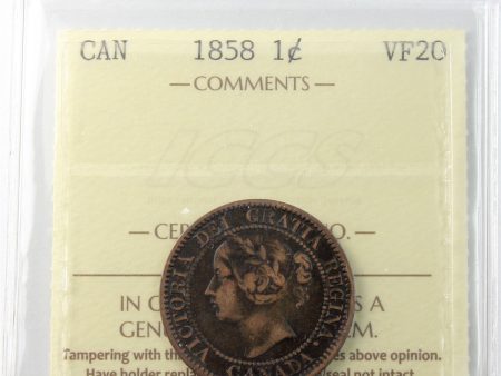 1858 Canada 1-cent ICCS Certified VF-20 For Sale