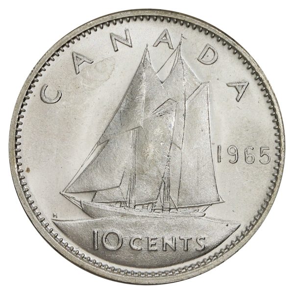 1965 Canada 10-cents Brilliant Uncirculated (MS-63) Supply