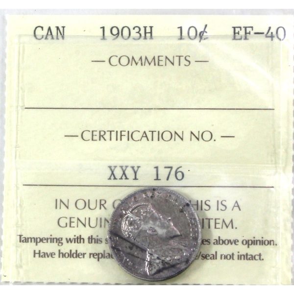 1903H Canada 10-cents ICCS Certified EF-40 Cheap