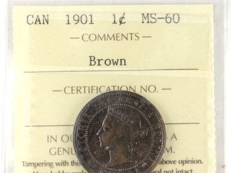 1901 Canada 1-cent ICCS Certified MS-60 Brown Sale