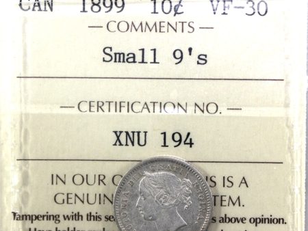 1899 Small 9 s Canada 10-cents ICCS Certified VF-30 Online Hot Sale