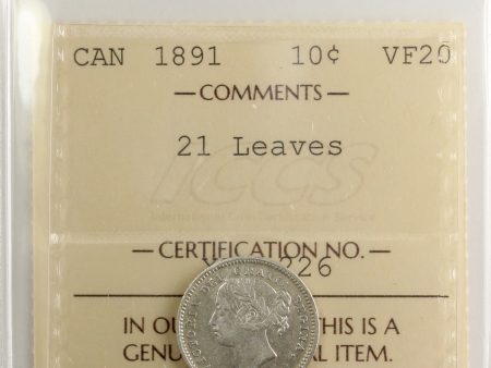 1891 21 Leaves Canada 10-cents ICCS Certified VF-20 For Cheap