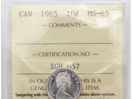 1965 Canada 10-cents ICCS Certified MS-65 Hot on Sale