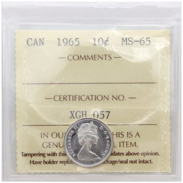 1965 Canada 10-cents ICCS Certified MS-65 Hot on Sale