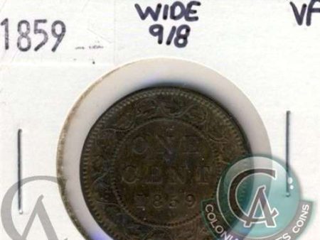 1859 Wide 9 8 Canada 1-cent Very Fine (VF-20) $ on Sale