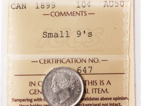 1899 Small 9s Canada 10-cents ICCS Certified AU-50 For Cheap